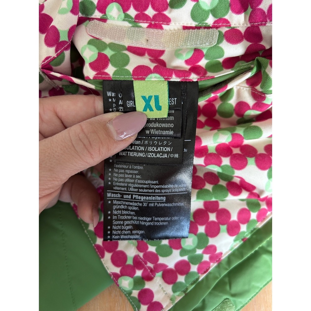 Burton Reversible Puffer Vest Green Pink Geometric Dot Girls XL Womens XS/S - Picture 7 of 12